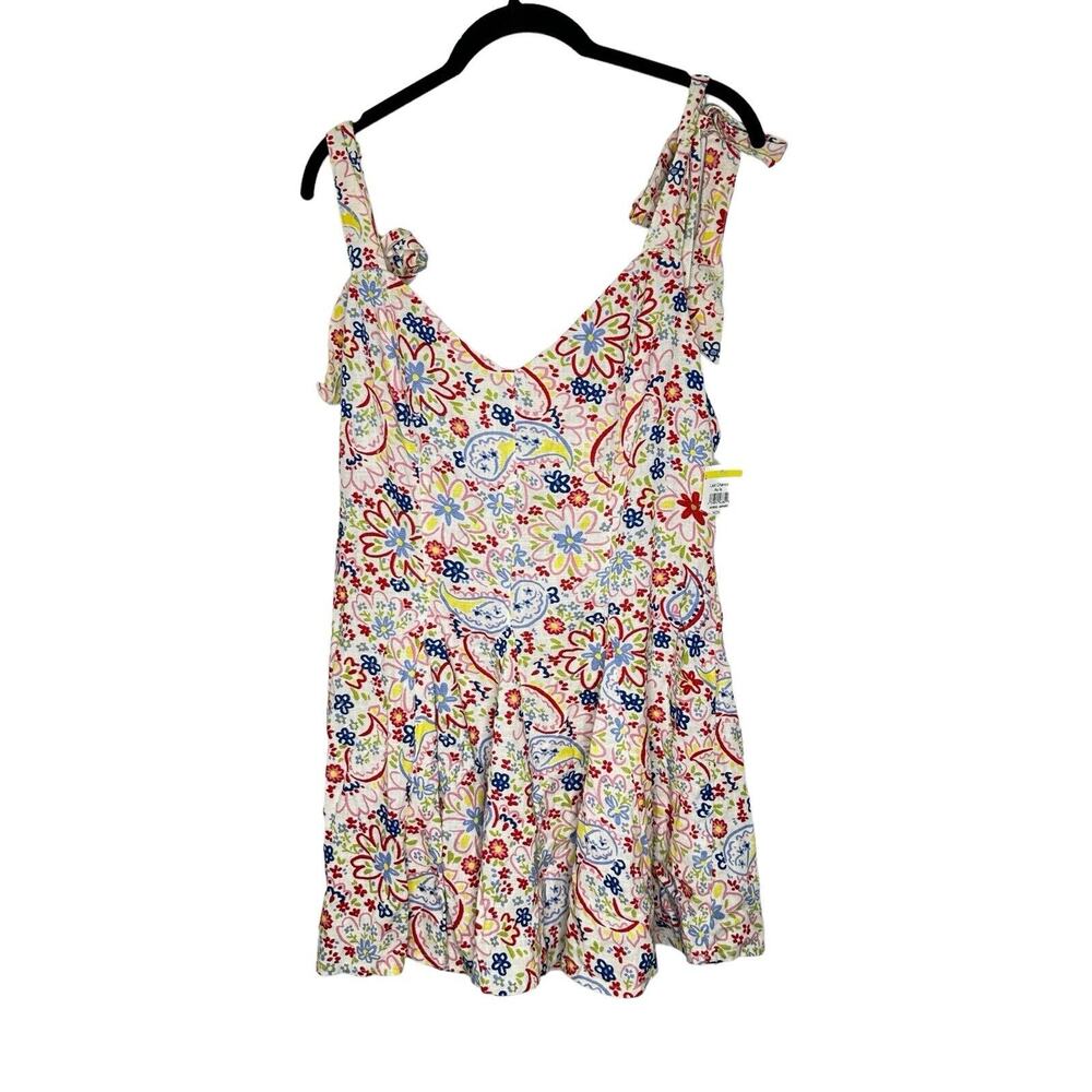 NWOT ASOS Design Linen Blend Mini Swing Sundress 8 Ditsy Floral Tie‎ Straps